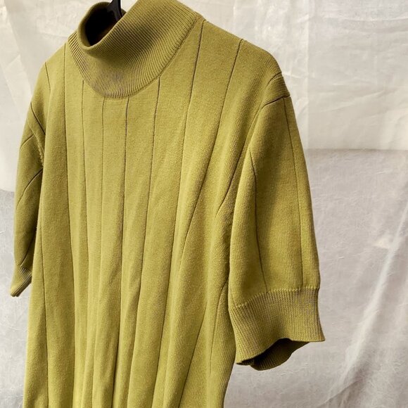 Mock Neck Chartreuse Ribbed Shirt - Picture 5 of 8